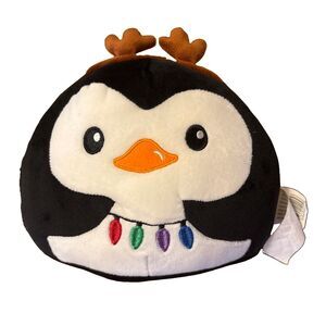 Idea Nuova Penguin Plush Stuffed Animal Toy Christmas Lights Reindeer Antlers